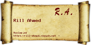 Rill Ahmed névjegykártya